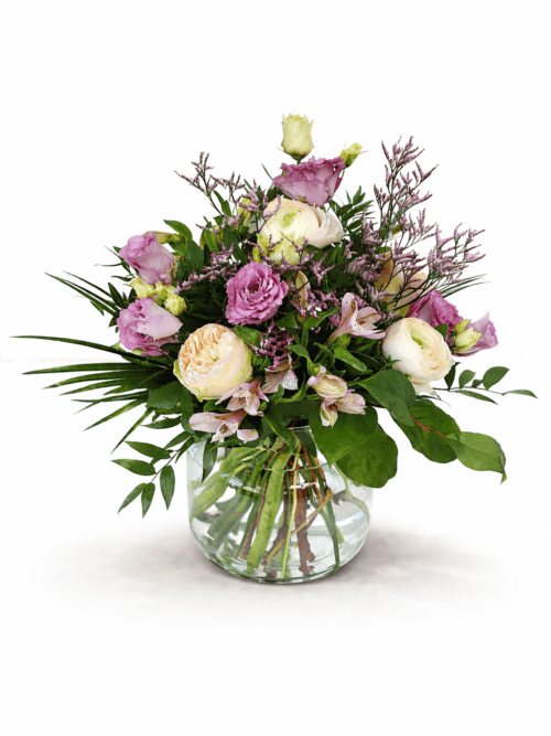 Klassischer Blumenstrauß (rund gebunden) im Rosa – Floria Blumen Mönchengladbach