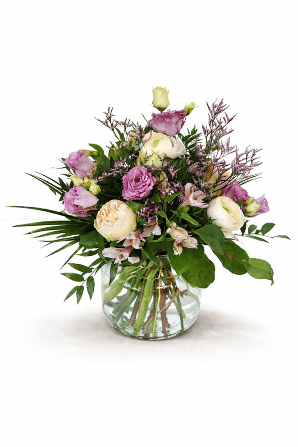 Klassischer Blumenstrauß (rund gebunden) im Rosa – Floria Blumen Mönchengladbach