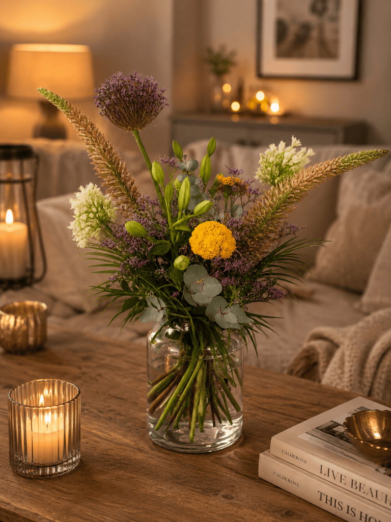 Moderner Wildblumenstrauß im natürlichen Stil
