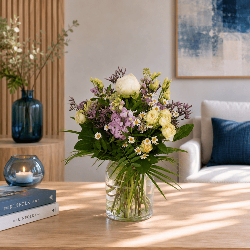 Stilvoller Blumenstrauß für besondere Momente von Floria Blumen in modernem Interieur.